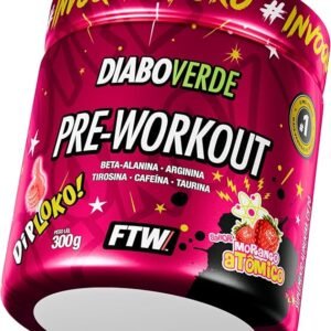 FTW Pré-Treino Diabo Verde Diploko em Pó com Cafeína, Aminoácidos Beta‑Alanina e Arginina para Treinos e Atividades Físicas - Pote 300 g (Morango Atômico)