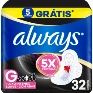 Absorvente Always Noturno Cobertura Suave com Abas Fluxo Intenso G 32 Unidades